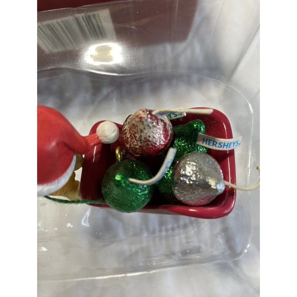 1995 Christmas Ornament “Hershey's Kiss Express” Sleigh Dog Vtg As Is